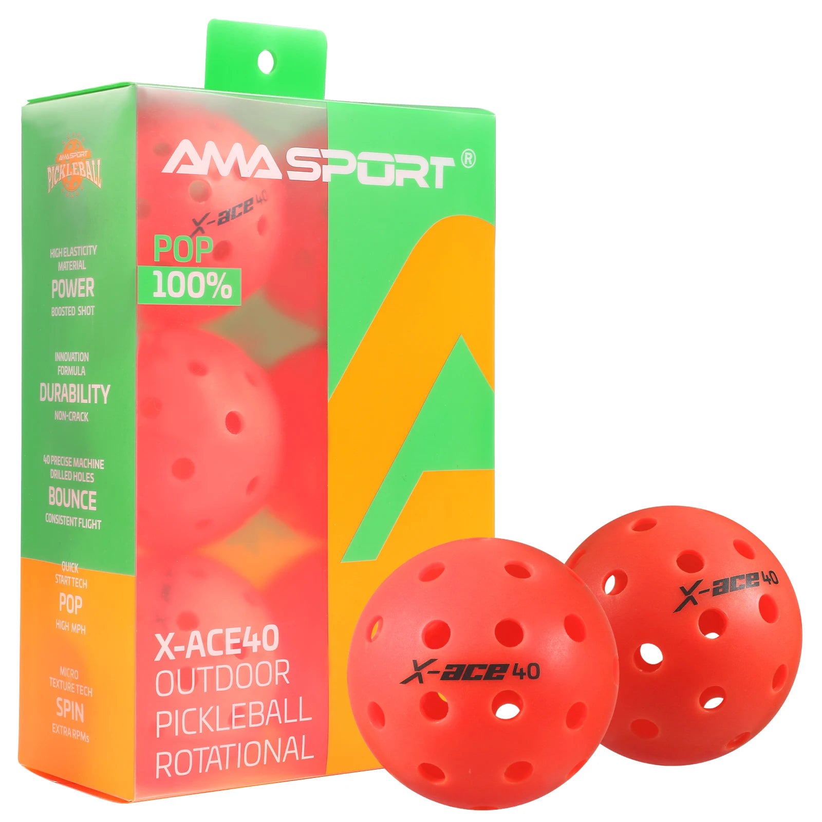 Bolas de Pickleball - 40 Agujeros - Durabilidad y Vuelo Preciso